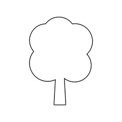 A large black outline tree symbol on the center. Illustration on transparent background