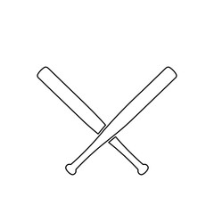 A large black outline baseball bats symbol on the center. Vector illustration on white background