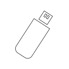 A large black outline flash drive on the center. Illustration on transparent background