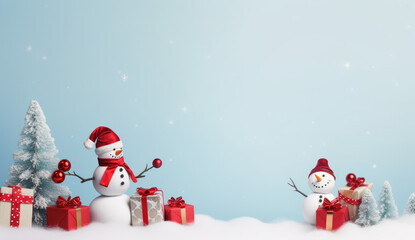 christmas - cute snowman with gifts for happy christmas and new year festival wallpaper