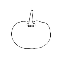 A large black outline pumpkin symbol on the center. Vector illustration on white background