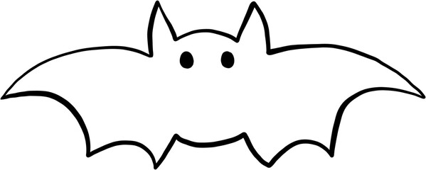 freehand drawing of halloween bat flat design.