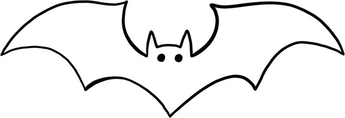 freehand drawing of halloween bat flat design.