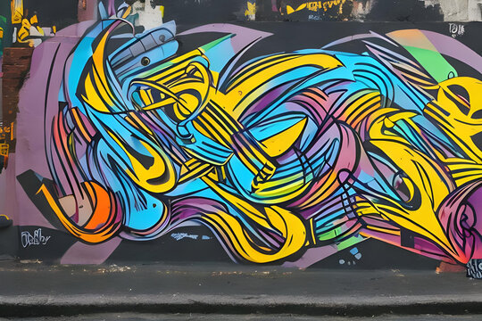 Ambiente urbano cittadino con murales colorato in rappresentanza dell'animo urban giovanile
