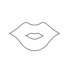 A large black outline lips symbol on the center. Illustration on transparent background