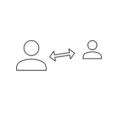 A large black outline social distance symbol on the center. Illustration on transparent background