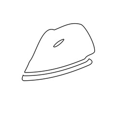 A large black outline iron symbol on the center. Vector illustration on white background