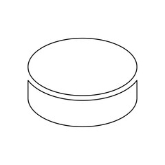 A large black outline hockey puck on the center. Vector illustration on white background