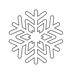 A large black outline snowflake symbol on the center. Illustration on transparent background