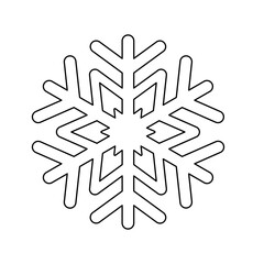 A large black outline snowflake symbol on the center. Illustration on transparent background