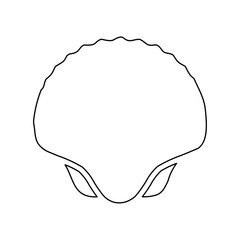 A large black outline sea shell symbol on the center. Vector illustration on white background