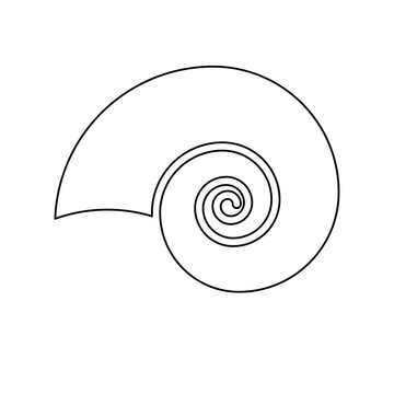 recommend clip art: A large black outline marine nautilus symbol on the center. Vector illustration on white background
