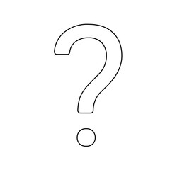 A large black outline question symbol on the center. Vector illustration on white background