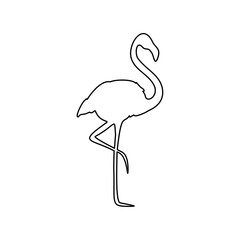 A large black outline flamingos symbol on the center. Vector illustration on white background