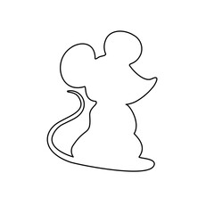 A large black outline mouse symbol on the center. Vector illustration on white background