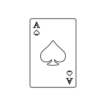 A large black outline ace of spades card on the center. Illustration on transparent background