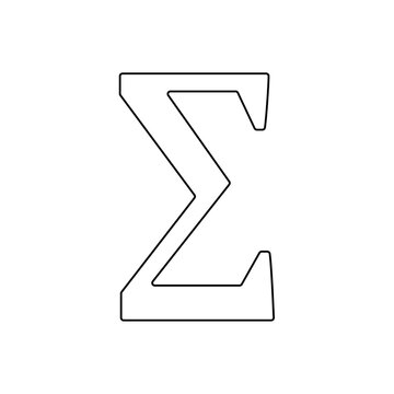 A large black outline sigma symbol on the center. Vector illustration on white background