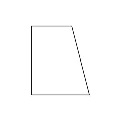 A large black outline trapezium symbol on the center. Vector illustration on white background
