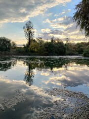 Reflection of trees in water - autumn season