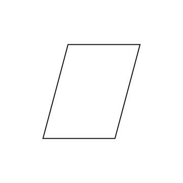 A large black outline parallelogram symbol on the center. Illustration on transparent background
