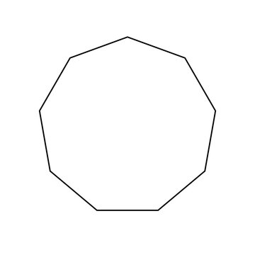 A large black outline nonagon symbol on the center. Illustration on transparent background