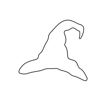 recommend clip art: A large black outline wizard hat symbol on the center. Illustration on transparent background