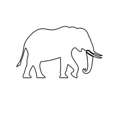 A large black outline elephant symbol on the center. Illustration on transparent background