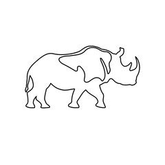 A large black outline rhinoceros symbol on the center. Illustration on transparent background