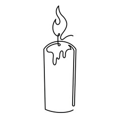 Vector continuous one line candle illustration