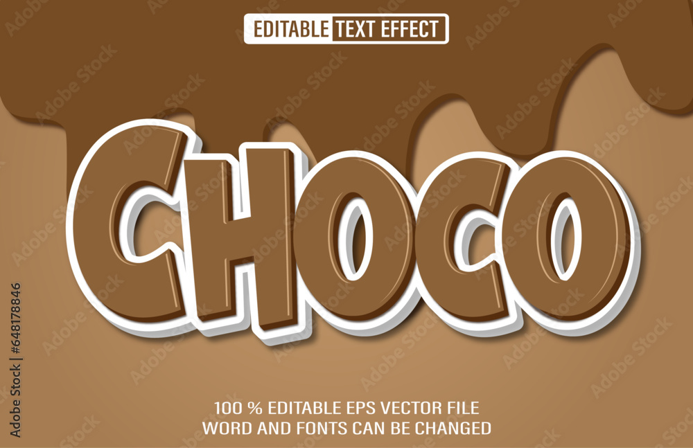 Poster choco editable text effect 3d style template