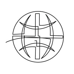 Vector continuous one line Globe illustration
