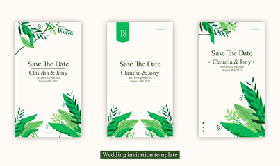save the date with tropical background