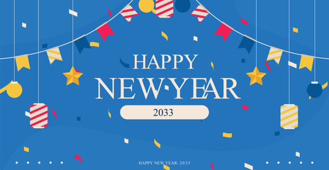  new year banners set element background
