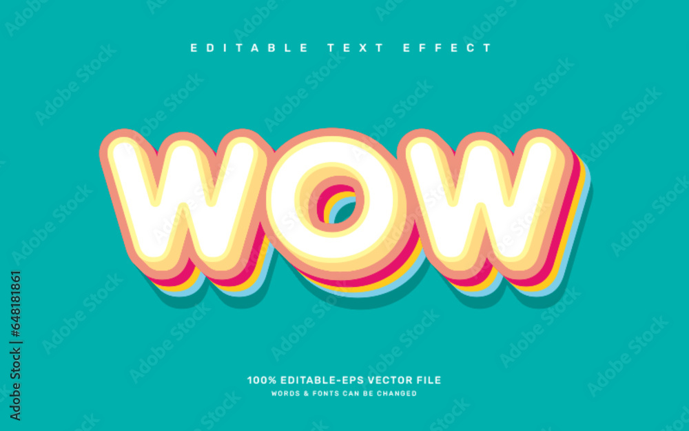 Poster colorful wow editable text effect template