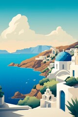 Greece retro travel poster