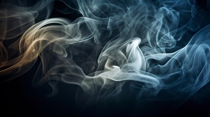 The close up view reveals the mesmerizing patterns and textures within the smoke, The ethereal quality of the smoke against the dark background.