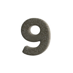 Number 9 with Stone material 3D render