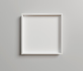 Square White Floating Frame Mockup. Minimalistic White Floater Frame Mockup Square . White Float Frame with Empty Space for Art Mockup. 3D Render.