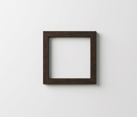 Square Wood Frame Mockup. Minimalistic Wooden Floating Frame Mockup Square . Farmhouse Float Frame with Empty Space for Art Mockup. 3D Render.