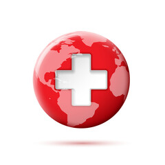 Medical symbol in the form of a globe with a cross.