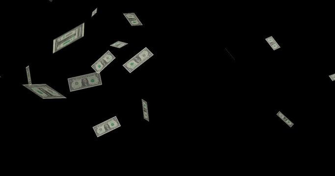Dollar bill falling money video effect. High quality 4k footage