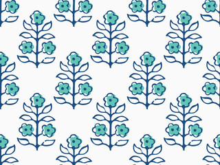 FLORAL BLOCK ALL OVER PRINT SEAMLESS PATTERN VECTOR ILLUSTRATION DESIGN