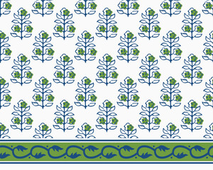 FLORAL BLOCK ALL OVER PRINT WITH BORDER SEAMLESS PATTERN VECTOR ILLUSTRATION DESIGN