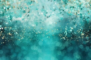 Abstract holiday banner with teal turquoise colors, sparkling glitter, and mint accents. Generative AI