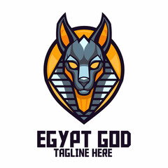 Egyptian God Template: Anubis Head Mascot Logo, Dog God Icon Badge Emblem for Sport and Esport