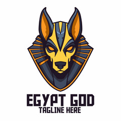 Egyptian God Template showcases an Anubis Head Mascot Logo and a Dog God Icon Badge Emblem, perfect for Sport and Esport