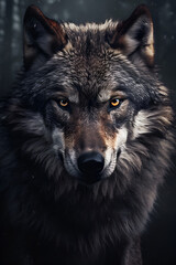Obraz premium gray wolf portrait, created with Generative Ai technology 