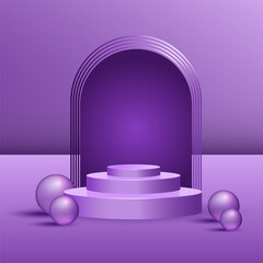 podium scene with geometric platforms and balls