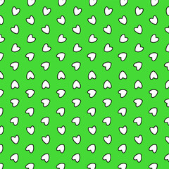 Seamless vector pattern with love on a green background