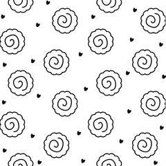 Seamless vector pattern with narutomaki fishcakes a white background